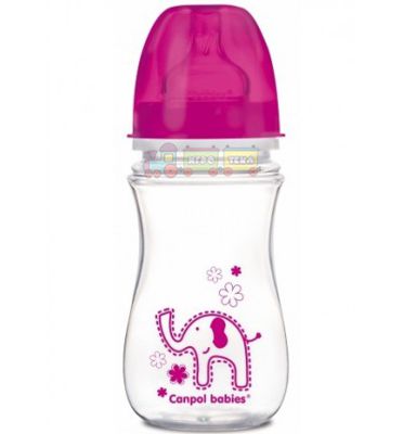 Антіколіковая пляшечка з широким отвором EasyStart Цветные зверюшки 240 мл