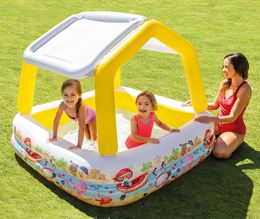 INTEX 57470 Надувний дитячий басейн з навісом (157х157х122 см)