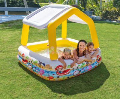 INTEX 57470 Надувний дитячий басейн з навісом (157х157х122 см)