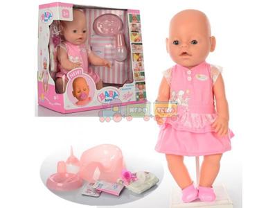 Кукла пупс 8009-439 Розовое платье с зайчиком и рюшами