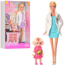 Кукла DEFA 8348 (24шт) лікар, 29см, дочка 10см