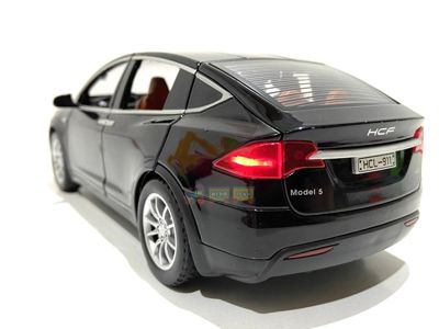 Машинка металлическая Автопром Tesla Model X 1:24 открываются двери/капот/багажник Черная (7574B)