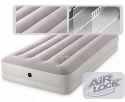 Односпальне надувне велюрове ліжко/матрац 191 x 99 x 30 см з портативним насосом USB Intex 64177