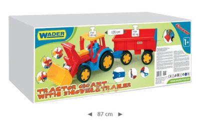 Великий іграшковий трактор Wader Гігант з причепом та ковшем 66300