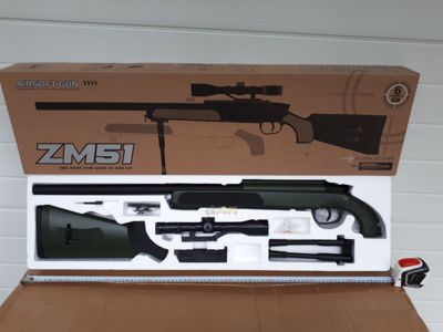 Металева снайперська пневматична гвинтівка CYMA ZM51G з кульками та прицілом 110 см