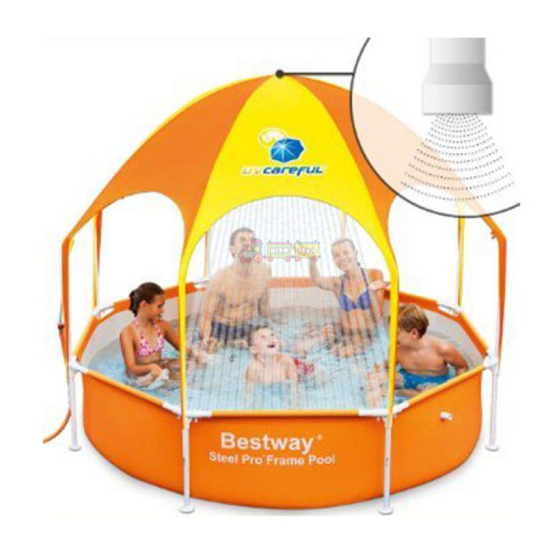Bestway 56432 Каркасный детский бассейн с навесом и распылителем (244х51 см)
