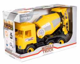 Авто Tigres Middle truck бетономешалка (желтый) в коробке (39493)