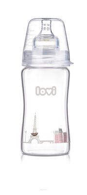Бутылочка стеклянная LOVI 250 мл - Diamond Glass - Retro girl