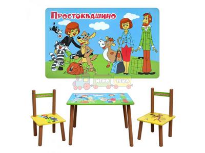 Детский столик деревянный с 2 стульчиками Простоквашино Bambi ( M1434)