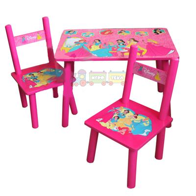 Детский столик и два стульчика  Принцессы Bambi (М 1109)