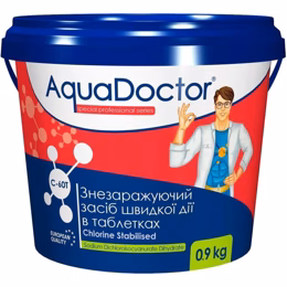 Дезинфектант на основе хлора быстрого действия AquaDoctor у таблетках (C60T-1) 0,9 кг