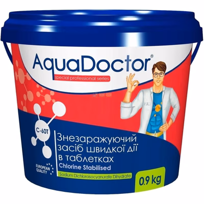 Дезинфектант на основе хлора быстрого действия AquaDoctor у таблетках (C60T-1) 0,9 кг