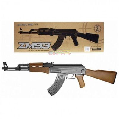Детское металлическое оружие Калашников АК-47 Cyma ZM93 на пульках 6 мм, 87 см, Коричневый