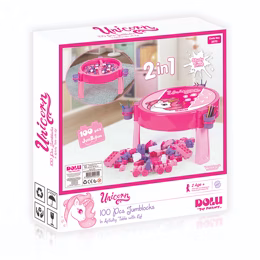 Дитячий столик з набором конструктора 100 блоків Єдиноріг (2572)