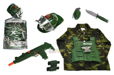 Детский военный набор, костюм, каска, пистолет, граната, штык-нож (M012A)