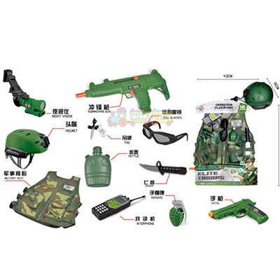 Детский военный набор, костюм, каска, пистолет, граната, штык-нож (M012A)