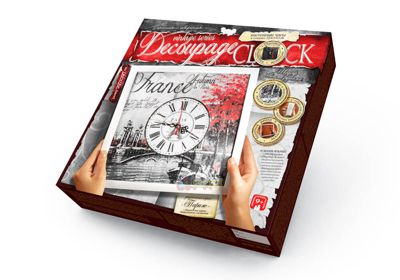 Часы Decoupage Clock с рамкой (DKС-01-01,02,03,04,05) 5 вариантов