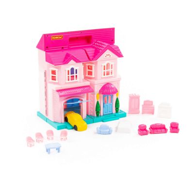 Ігровий набір Wader (Полісся) Ляльковий будиночок Софія з набором меблів та автомобілем (14 елементів) (78018)