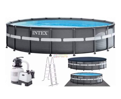 Каркасний басейн 549х132 см (пісочний фільтр-насос, сходи, тент, підстилка) Intex 26330