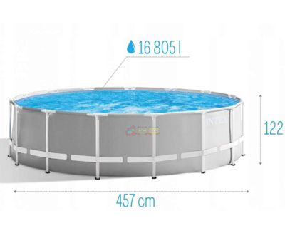 ​Каркасний басейн 457х122 см (фільтр-насос, сходи, тент, підстилка)​ Intex 26726