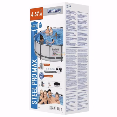 Каркасный бассейн Bestway 56488 (457х107 см) с картриджным фильтром, тентом и лестницей
