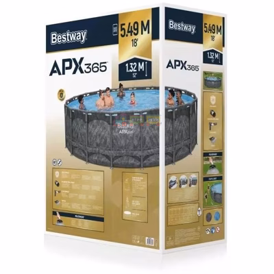 Каркасный бассейн Bestway Grey 561KC (549х132 см) с песочным фильтром, тентом и лестницей
