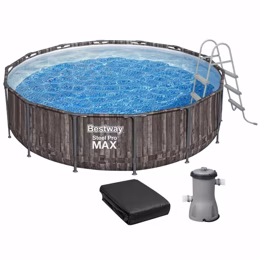 Каркасный бассейн Bestway Wood Style 5614Z (427х107 см) с картриджным фильтром, тентом и лестницей