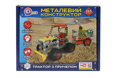 Конструктор металлический Технок Трактор с прицепом (4876)