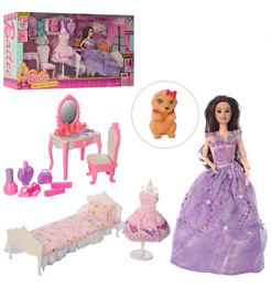 Кукла шарнирная с мебелью и набором платьев (2768)