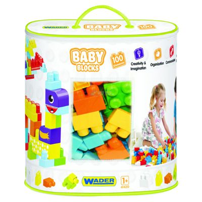 Мои первые кубики Wader Baby Blocks 100 элементов в сумке (41420)