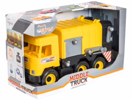 Авто Tigres Middle truck мусоровоз (желтый) в коробке (39492)