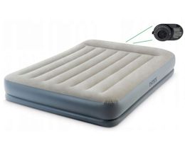 Надувная кровать со встроенным электронасосом и подголовником 203х152х30 см Intex 64118