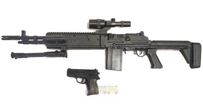Снайперская винтовка с оптикой + пистолет, Пластик, тяжелая Cyma с пистолетом 2 в 1  лазер, фонарь, прицел, (P.1160)
