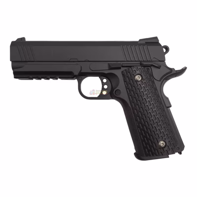 Страйкбольний пістолет Galaxy G.25+ (Colt 1911 Rail), чорний з кобурою