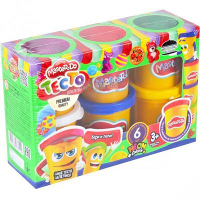 Тесто для лепки Master-Do 6 цветов в банке  Danko Toys (TMDB-01-01)