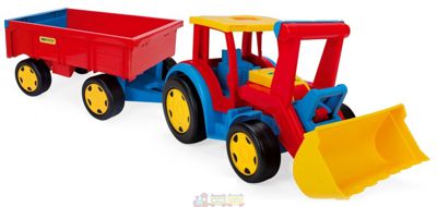 Большой игрушечный трактор Wader Гигант с прицепом и ковшом 66300