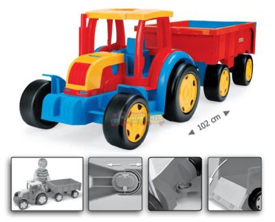 Большой игрушечный трактор Wader Гигант с прицепом 66100