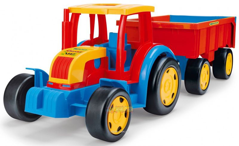 Большой игрушечный трактор Wader Гигант с прицепом 66100