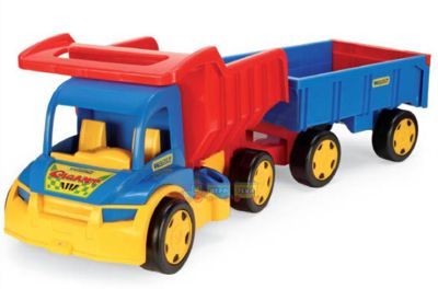 Большой игрушечный грузовик Wader Гигант + тележка 65100
